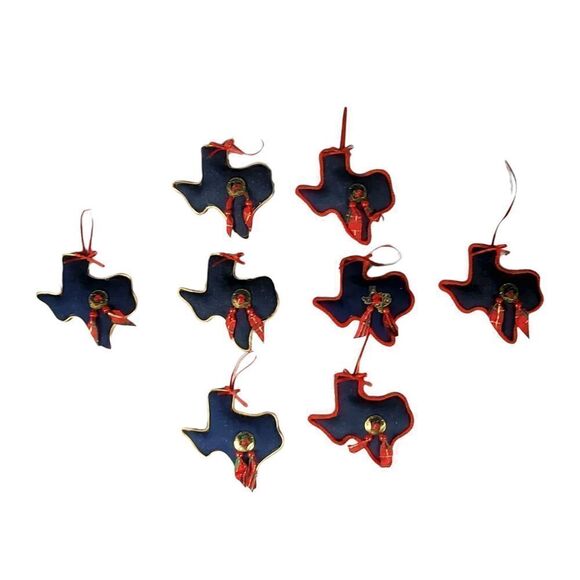 Texas Christmas Ornaments Lot of 8 Red Blue Tassel Handmade Western Holiday Gift - Picture 6 of 6